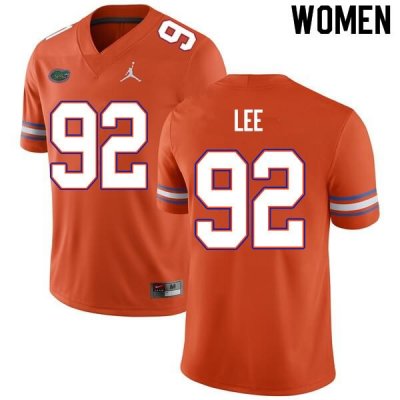 Women's Florida Gators #92 Jalen Lee NCAA Nike Orange Authentic Stitched College Football Jersey SUD0862XK